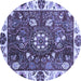 Round Abstract Blue Modern Rug, abs3377blu