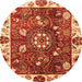 Round Machine Washable Abstract Orange Modern Area Rugs, wshabs3377org