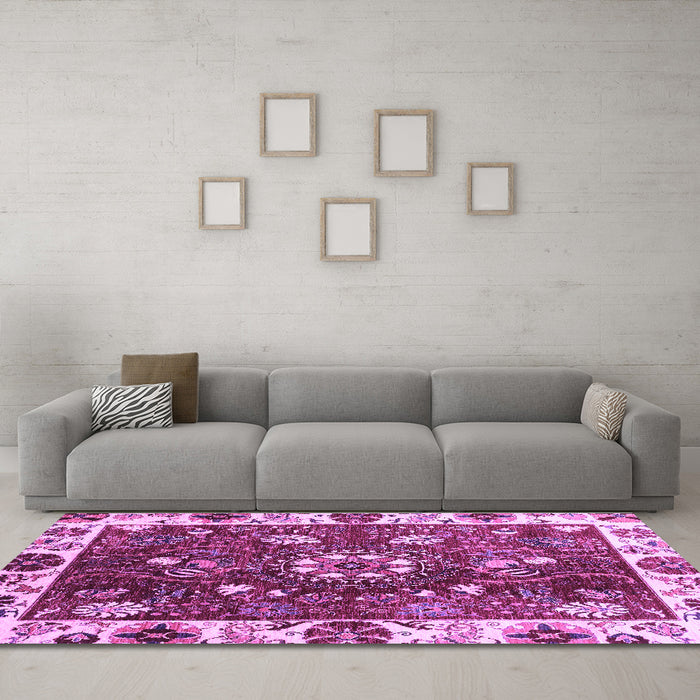 Machine Washable Abstract Purple Modern Area Rugs in a Living Room, wshabs3377pur