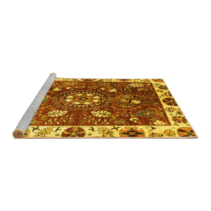 Sideview of Machine Washable Abstract Yellow Modern Rug, wshabs3377yw