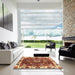 Square Abstract Red Modern Rug in a Living Room, abs3377