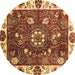 Round Abstract Brown Modern Rug, abs3377brn