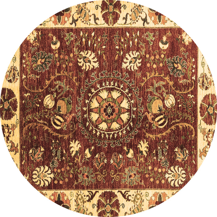 Round Machine Washable Abstract Brown Modern Rug, wshabs3377brn