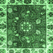 Square Machine Washable Abstract Emerald Green Modern Area Rugs, wshabs3377emgrn