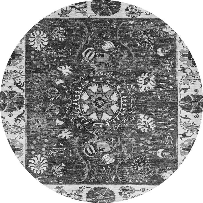 Round Abstract Gray Modern Rug, abs3377gry