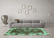 Machine Washable Abstract Turquoise Modern Area Rugs in a Living Room,, wshabs3377turq