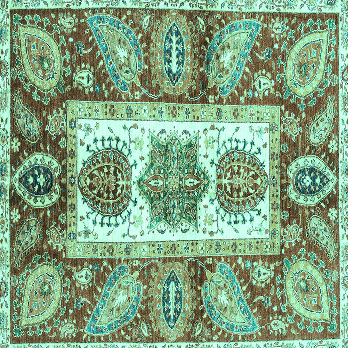 Square Abstract Turquoise Modern Rug, abs3378turq