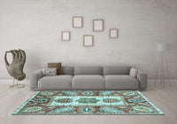 Machine Washable Abstract Light Blue Modern Rug, wshabs3378lblu