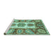 Sideview of Machine Washable Abstract Turquoise Modern Area Rugs, wshabs3378turq