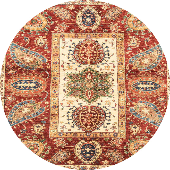 Round Abstract Red Modern Rug, abs3378