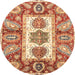 Round Abstract Red Modern Rug, abs3378