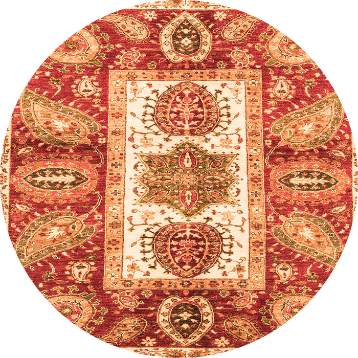 Round Abstract Orange Modern Rug, abs3378org