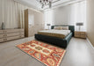 Machine Washable Abstract Red Rug in a Bedroom, wshabs3378