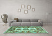 Machine Washable Abstract Turquoise Modern Area Rugs in a Living Room,, wshabs3378turq