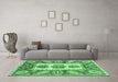 Machine Washable Abstract Emerald Green Modern Area Rugs in a Living Room,, wshabs3378emgrn