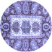 Round Abstract Blue Modern Rug, abs3378blu