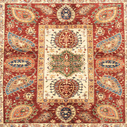 Square Abstract Red Modern Rug, abs3378