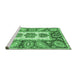 Sideview of Machine Washable Abstract Emerald Green Modern Area Rugs, wshabs3378emgrn