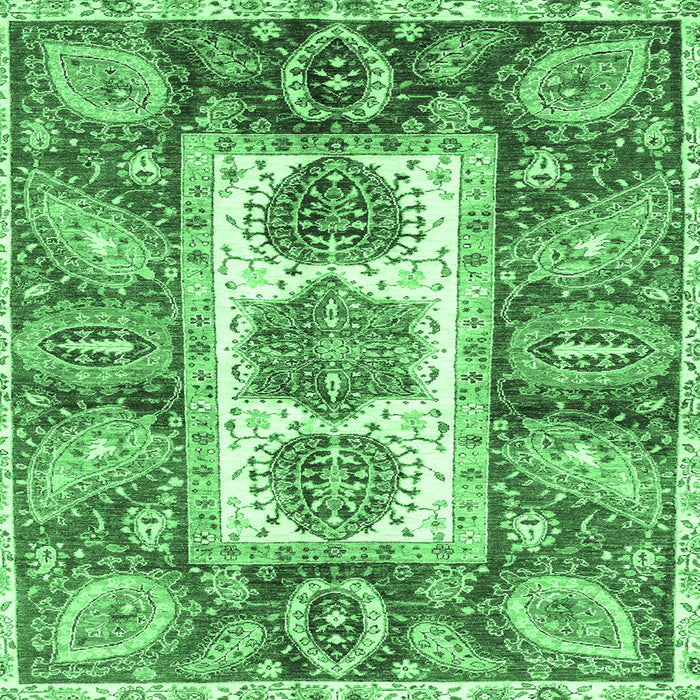 Square Abstract Emerald Green Modern Rug, abs3378emgrn
