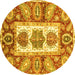 Round Abstract Yellow Modern Rug, abs3378yw