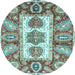 Round Machine Washable Abstract Light Blue Modern Rug, wshabs3378lblu