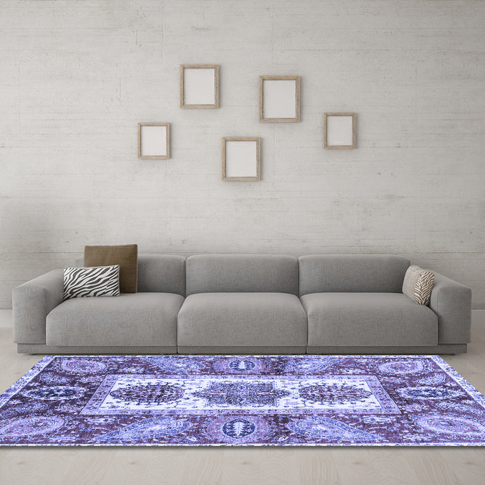 Machine Washable Abstract Blue Modern Rug in a Living Room, wshabs3378blu