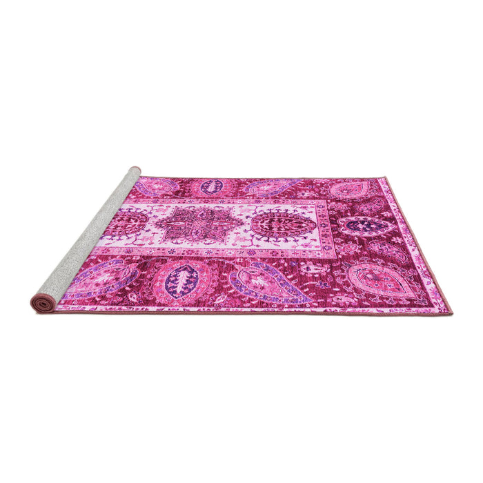 Sideview of Machine Washable Abstract Pink Modern Rug, wshabs3378pnk