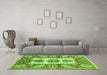 Machine Washable Abstract Green Modern Area Rugs in a Living Room,, wshabs3378grn