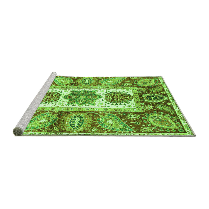 Sideview of Machine Washable Abstract Green Modern Area Rugs, wshabs3378grn