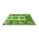 Sideview of Machine Washable Abstract Green Modern Area Rugs, wshabs3378grn