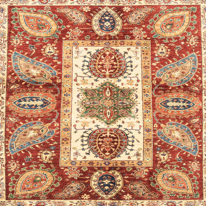 Square Machine Washable Abstract Red Rug, wshabs3378