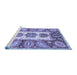 Sideview of Machine Washable Abstract Blue Modern Rug, wshabs3378blu