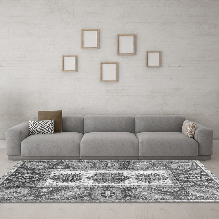 Machine Washable Abstract Gray Modern Rug in a Living Room,, wshabs3378gry