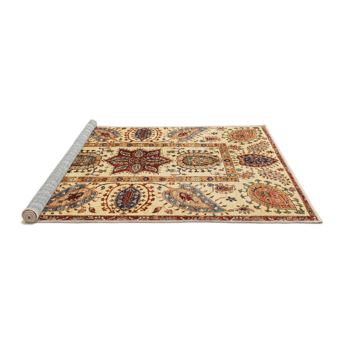 Sideview of Machine Washable Abstract Red Rug, wshabs3379