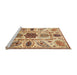 Sideview of Machine Washable Abstract Red Rug, wshabs3379