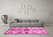 Machine Washable Oriental Pink Modern Rug in a Living Room, wshabs3379pnk