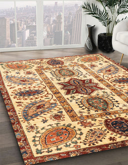 Machine Washable Abstract Red Rug in a Family Room, wshabs3379