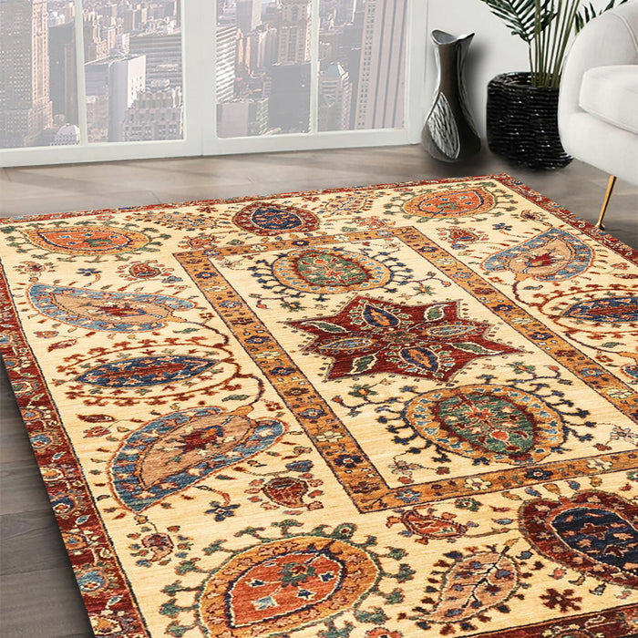 Machine Washable Abstract Red Rug in a Family Room, wshabs3379