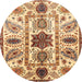 Round Machine Washable Abstract Red Rug, wshabs3379