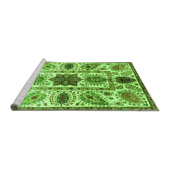 Sideview of Machine Washable Oriental Green Modern Area Rugs, wshabs3379grn