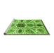 Sideview of Machine Washable Oriental Green Modern Area Rugs, wshabs3379grn