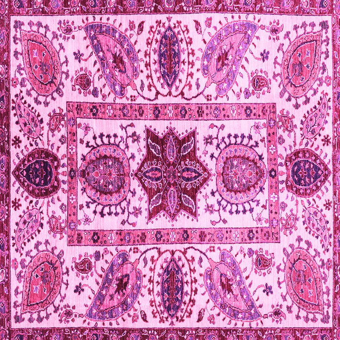 Square Machine Washable Oriental Pink Modern Rug, wshabs3379pnk