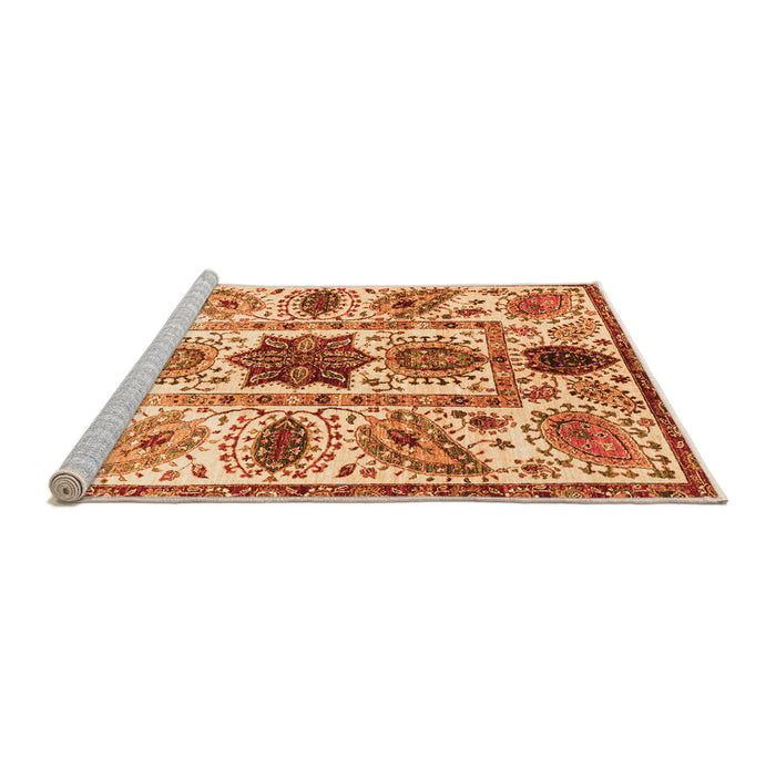 Sideview of Machine Washable Oriental Orange Modern Area Rugs, wshabs3379org