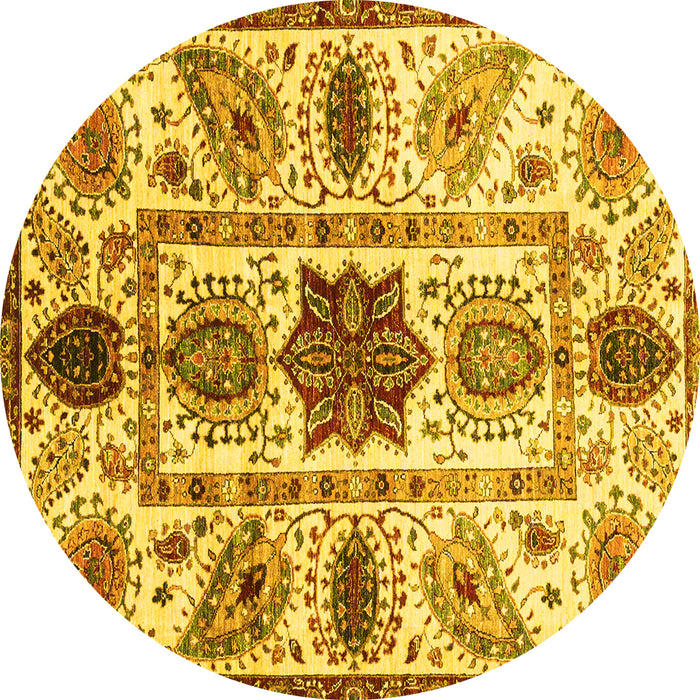 Round Oriental Yellow Modern Rug, abs3379yw