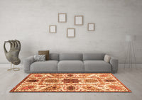 Machine Washable Oriental Orange Modern Rug, wshabs3379org