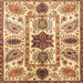 Square Abstract Red Oriental Rug, abs3379