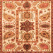 Square Machine Washable Oriental Orange Modern Area Rugs, wshabs3379org