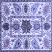 Square Machine Washable Oriental Blue Modern Rug, wshabs3379blu