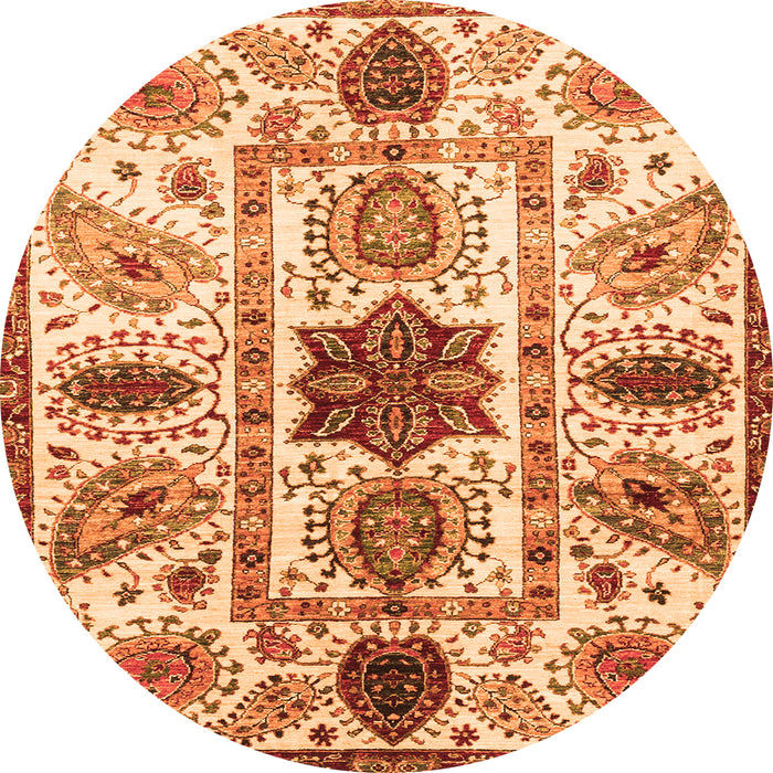 Round Oriental Orange Modern Rug, abs3379org