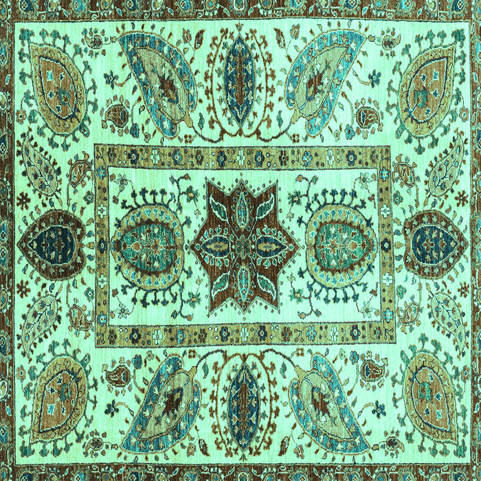 Square Machine Washable Oriental Turquoise Modern Area Rugs, wshabs3379turq